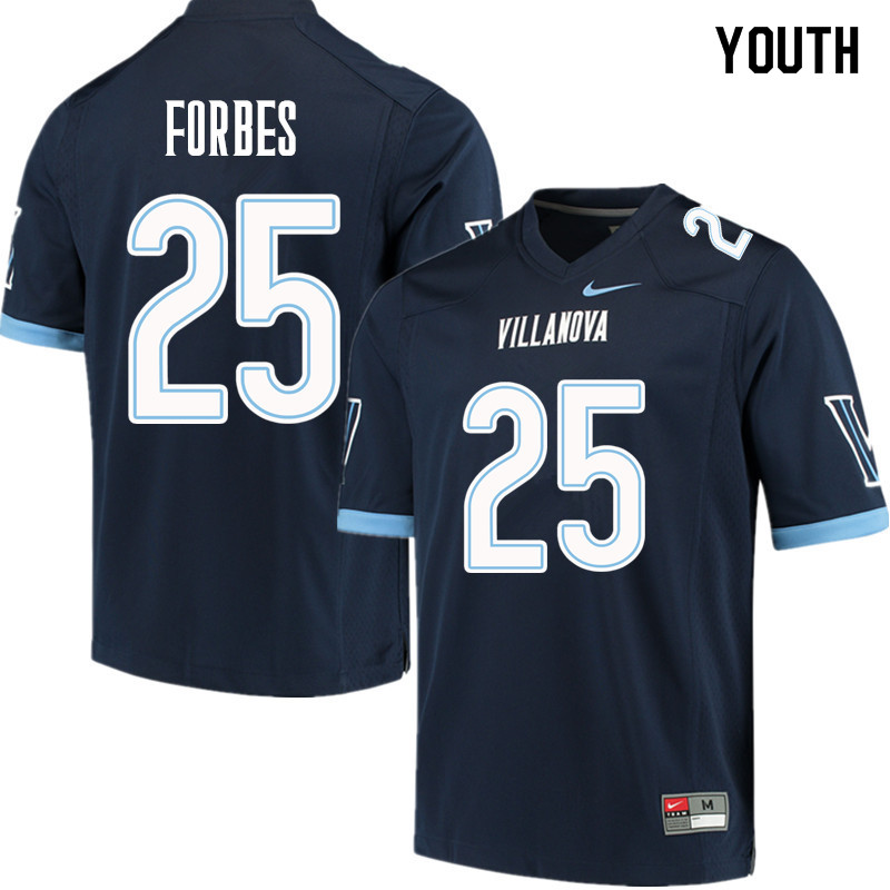 Youth #25 Aaron Forbes Villanova Wildcats College Football Jerseys Sale-Navy